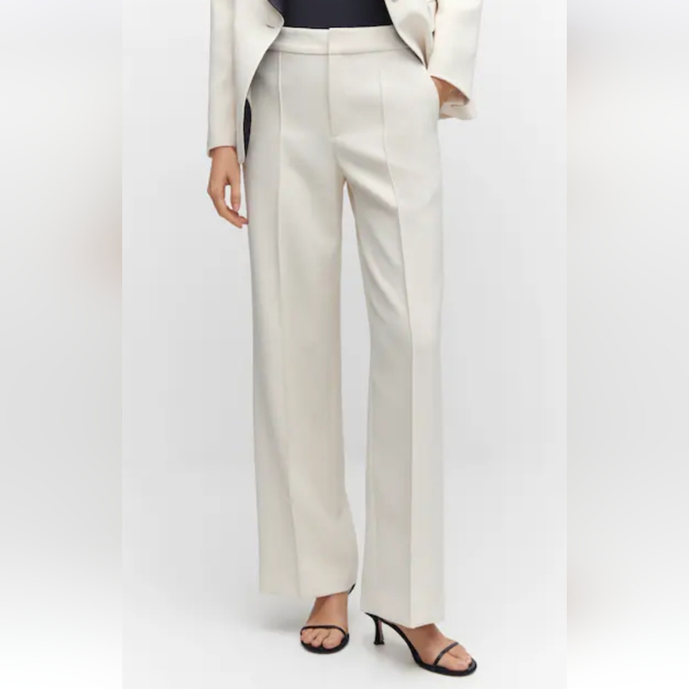 MANGO PANTS STRAIGHT SUIT PANTS CAREER IVORY ELEGANT SZ.6 NWOT TROUSERS
